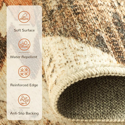 BESTSWEETIE Area Rug 8x8 Rug Machine Washable Non-Slip Low Pile Print Pattern - Image 2