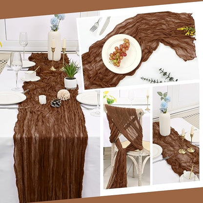 10 Pack Brown Cheesecloth Table Runner 17x108 Inch Boho Gauze Cheese Cloth - Image 6