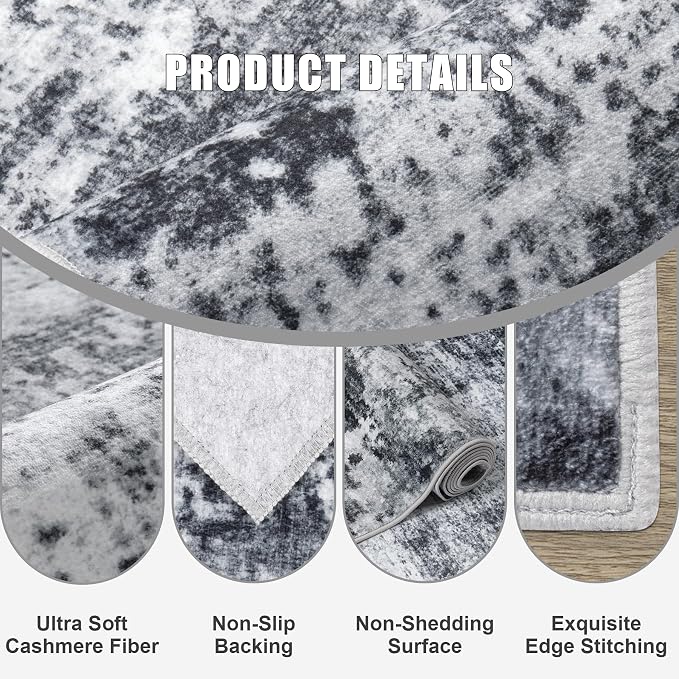 5x7 Area Rug Living Room Rug: Washable Modern Abstract Soft Thin Rug Indoor - Image 7