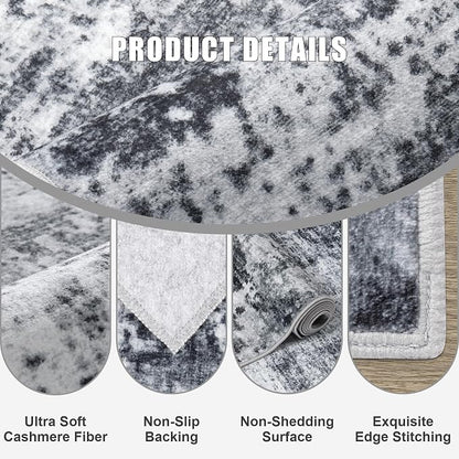 5x7 Area Rug Living Room Rug: Washable Modern Abstract Soft Thin Rug Indoor - Image 7
