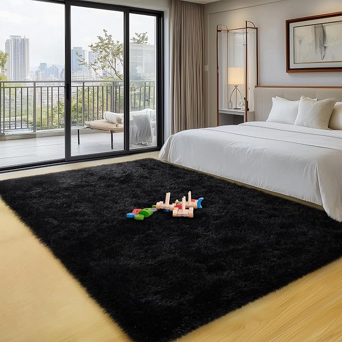 qulint 5x7 Area Rug for Living Room, Large Fluffy Black Carpet for Bedroom Soft - Image 7