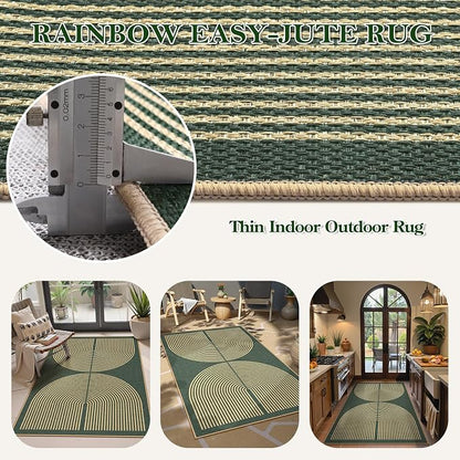 Lahome Enfys Modern Rainbow Easy Jute Entry Rug, 3x5 Washable Outdoor Patio - Image 4