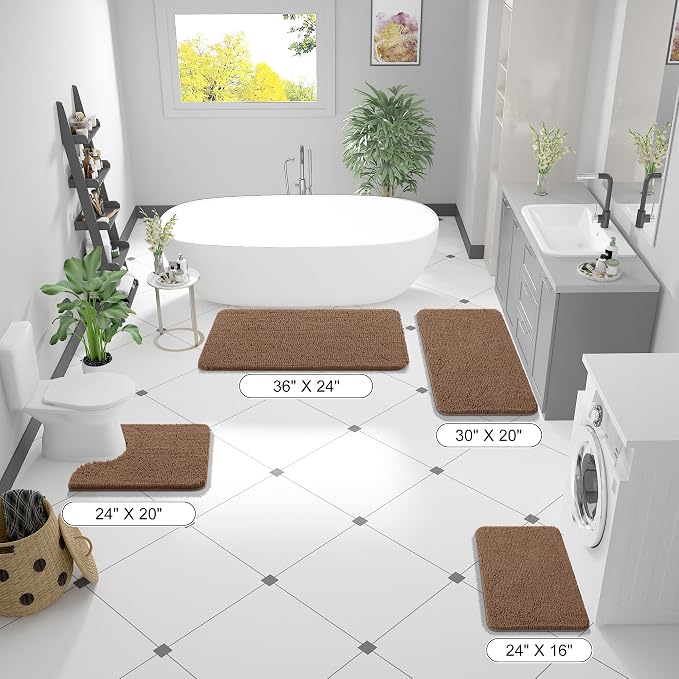 OLANLY Large Bathroom Rugs 59x35, Extra Soft Absorbent Chenille Bath Rugs - Image 2