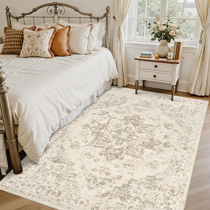 6x9 Area Rugs for Living Room: Vintage Boho Neutral Washable Rug Indoor Soft - Image 2