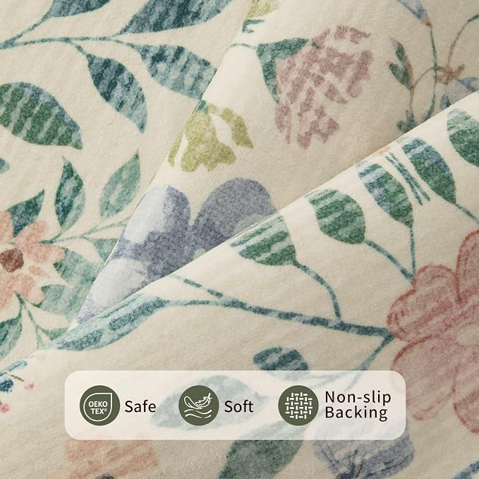 Rugxara Floral Rug for Living Room Bedroom(Green 2x5 - Image 4