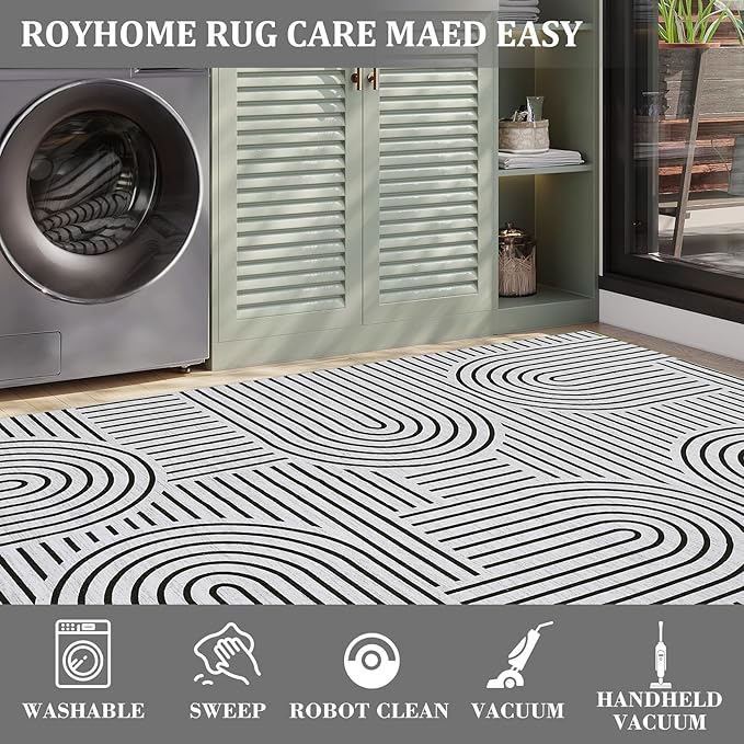 Washable Rug 4ft Area Rugs for Living Room, Abstract Rug for Bedroom, Soft - Image 6