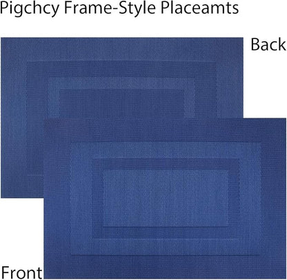 PIGCHCY Placemats, Washable Vinyl Woven Table Mats, Elegant Durable Placemats - Image 3