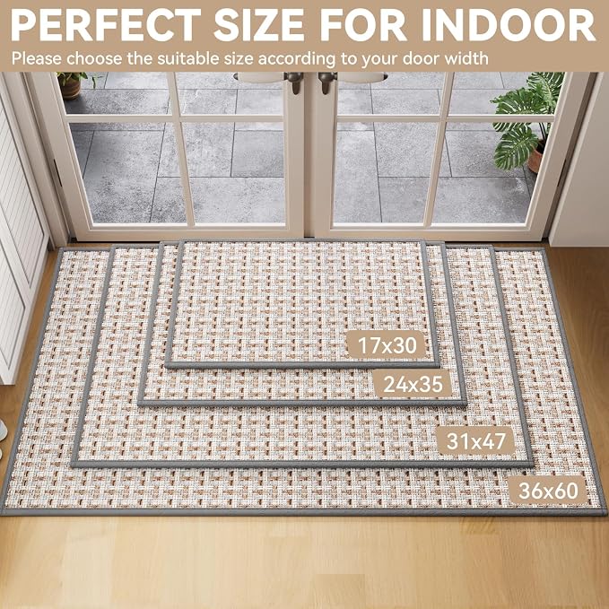 Door Mat 17"x30", Door Mat Indoor Entrance Dirt Resistant and Absorbent - Image 2