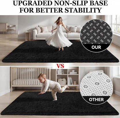 Area Rug for Living Room Bedroom: 6x9 Soft Fluffy Shag Rugs Upgrade Non-Slip - Image 8
