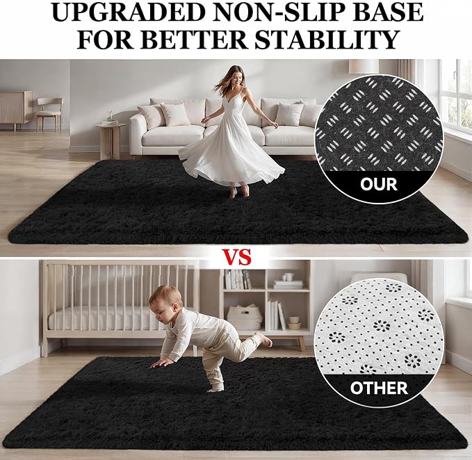 Area Rug for Living Room Bedroom: 4x6 Soft Fluffy Shag Rugs Upgrade Non-Slip - Image 8
