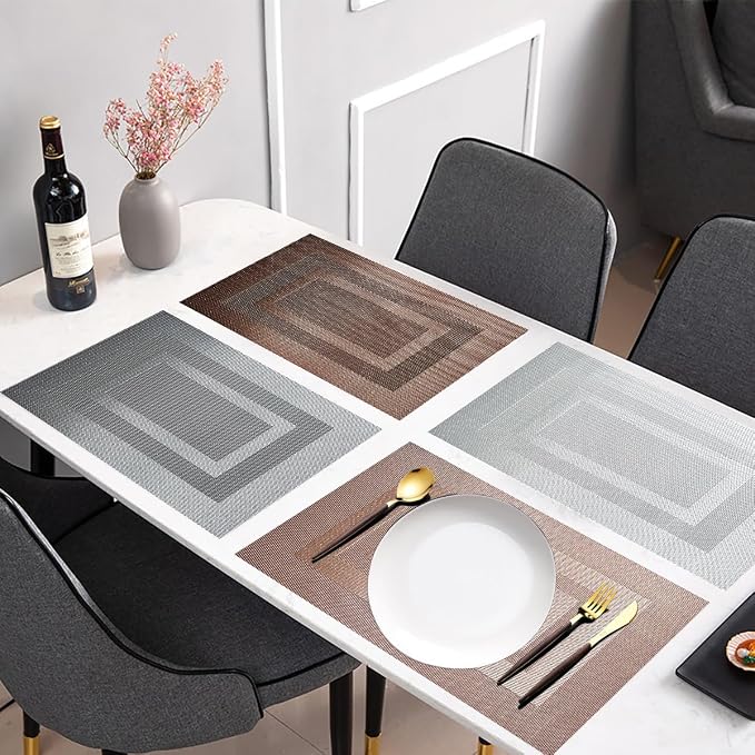 PIGCHCY Placemats Set of 6, Washable Woven Place Mats Vinyl Table Mats Non Slip - Image 8