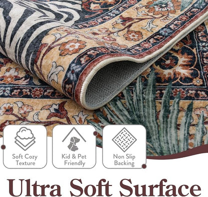 Moynesa Tiger Washable Area Rug, 9x12 Living Room Rug, Vintage Non Slip Large - Image 4