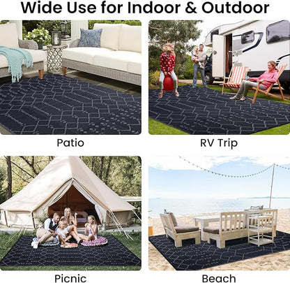 Smiry Outdoor Rug 6x9 ft, Waterproof Reversible Plastic Straw Rugs, Boho - Image 8