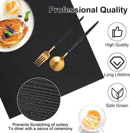 Vinyl Placemats Set of 6, PVC Woven Washable Non-Slip Table Mats, Heat - Image 6