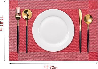 Placemats Set of 4 Washable IndoorB-Four-Corner-red | Outdoor Vinyl Place Mats - Image 2