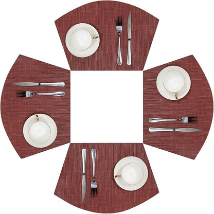 SHACOS Small Round Table Placemats Set of 4 Wedge Placemats Burgundy Red Heat by SHACOS