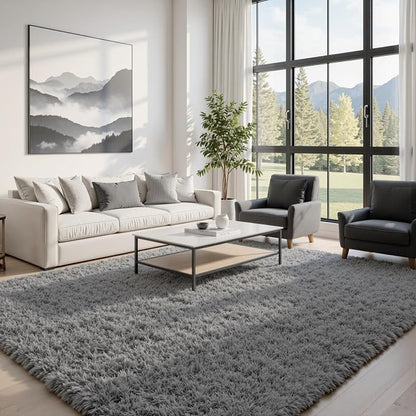 6x9 Area Rugs for Living Room Rug: Soft Fluffy Shag Light Gray Rugs for Bedroom - Image 2