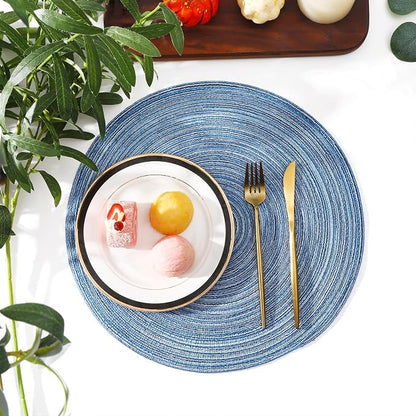 SHACOS Round Braided Placemats Set of 6 Circle Place Mats Kitchen Table Mats - Image 7