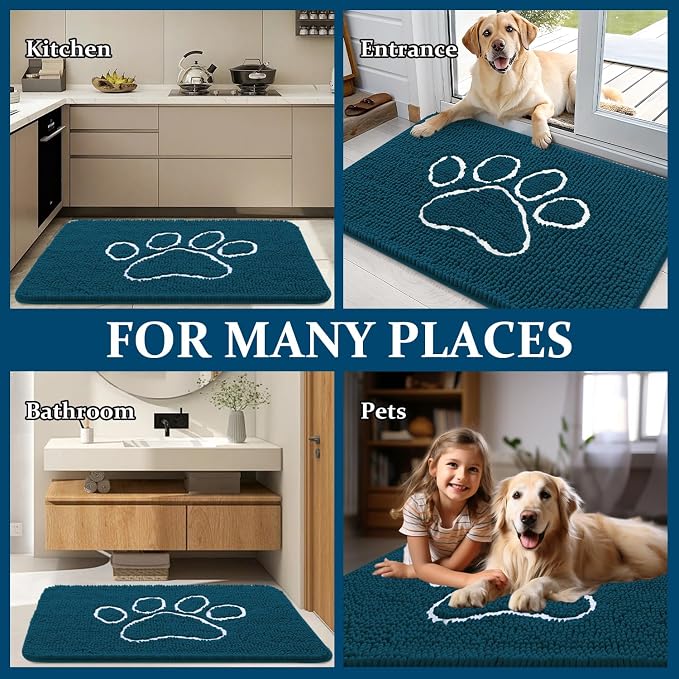 OLANLY Dog Door Mat for Muddy Paws 47x32, Paw Print Design, Absorbs Moisture - Image 8