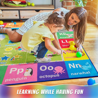 Macgace ABC Kids Rug for Playroom, 5x7 Washable Classroom Area Rugs, Toddler - Image 2
