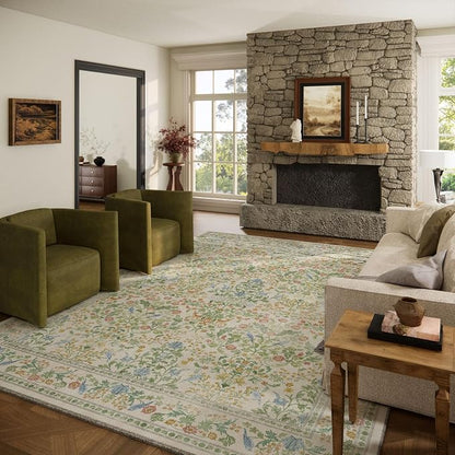 Washable Area Rugs for Living Room: 9x12 Bedroom Rug Boho Vintage Stain by palohom