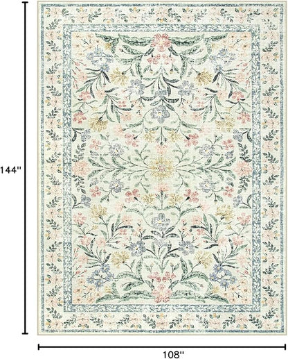 Wonnitar Large Rugs for Living Room, Soft Washable Floral 9x12 Area Rug for - Image 2