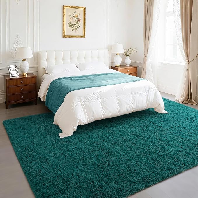 BENRON Teal Green Fluffy Rugs for Living Room Bedroom 4x6, Soft Plush Fuzzy - Image 2