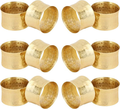 ITOS365 Gold Napkin Rings Set of 12, Handmade Hammered Metal Napkin Ring Holders by ITOS365