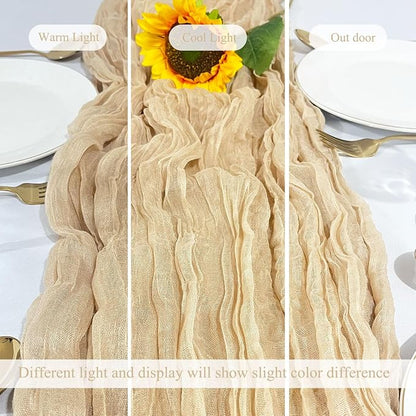 12Pack Beige Cheesecloth Table Runner 20x120inch Gauze Table Runners | Boho - Image 6