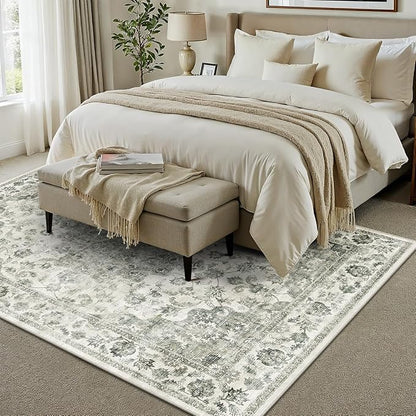10x12 Neutral Area Rug Green Vintage Living Room Bedroom Washable Carpet - Image 2