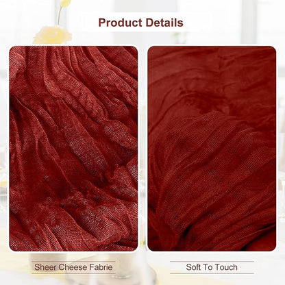 6 Pack Terracotta Christmas Cheesecloth Table Runner 35x120 Inch 10Ft Rustic - Image 2