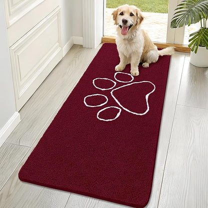 OLANLY Dog Door Mat for Muddy Paws 70x32, Paw Print Design, Absorbs Moisture by OLANLY