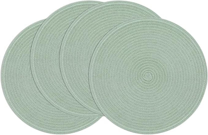 SHACOS Round Placemats Set of 4 Woven Braided Table Placemats 15 inch Cotton by SHACOS
