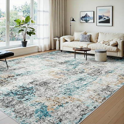 Area Rugs 9x12 Living Room: Large Soft Washable Rug Modern Abstract Anti-Skid - Image 2