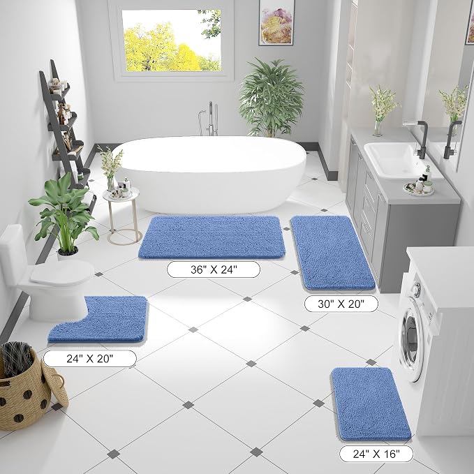 OLANLY Bathroom Runner Rugs 47x20, Soft Absorbent Chenille Bath Rugs, Rubber - Image 2