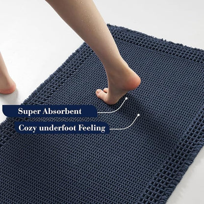RESARE Waffle Bath Mat for Bathroom, Super Absorbent Bathroom Rugs Non Slip - Image 3