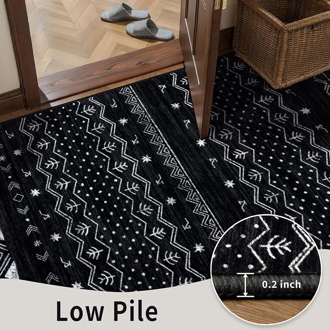 SERISSA 4x6 Area Rugs for Living Room, Washable Non-Slip Black and White Boho - Image 7