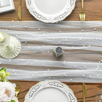 Artoid Mode Pearl Gauze Table Runner 120 Inch 10FT, Seasonal Sheer Dining - Image 2