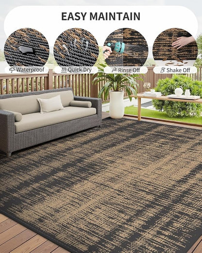 MontVoo Outdoor Rug Waterproof 6x9 ft Outdoor Carpet Patio Rug Mat Reversible - Image 6