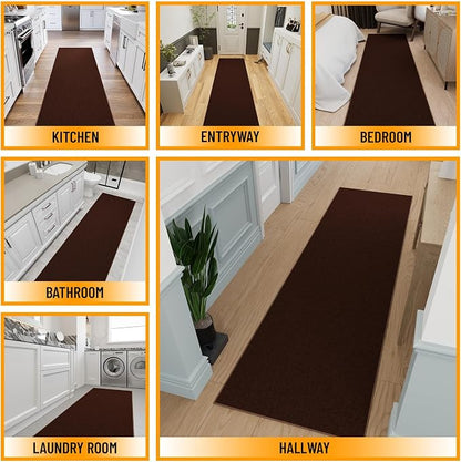 Ottomanson Hallway Runner Rug 2'7" x 9'10" Non Slip Solid Area Rugs Easy to - Image 3