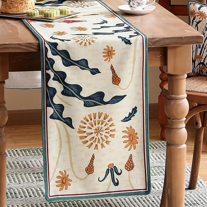 bilin gaier Designer French Linen Table Runner, Floral Pattern, Dining Table - Image 8