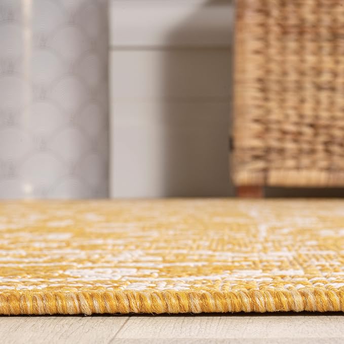 JONATHAN Y Boho Medallion Indoor Outdoor Runner Rug 2X8 Yellow/Cream, Malta - Image 6