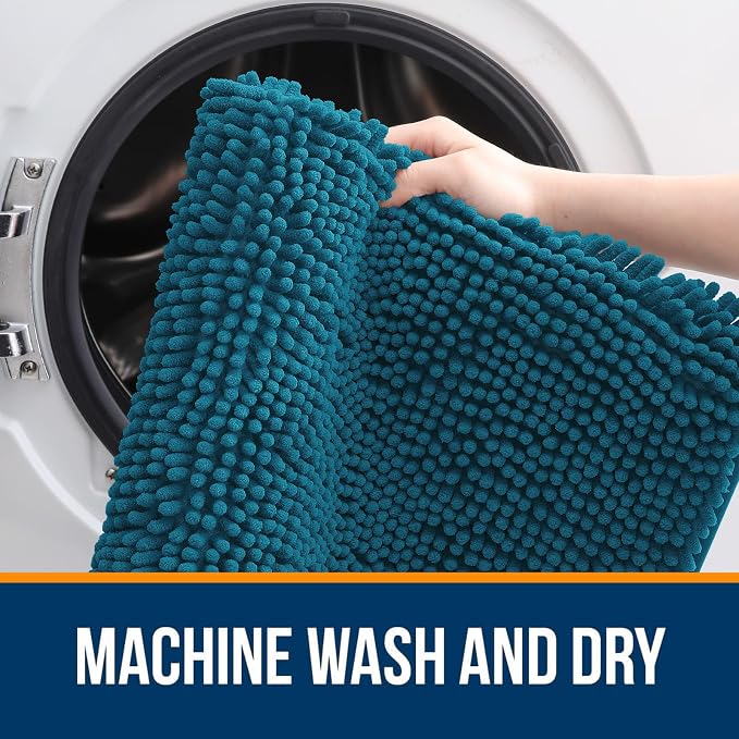 OLANLY Bathroom Rugs 30x20, Extra Soft Absorbent Chenille Bath Rugs, Rubber - Image 6