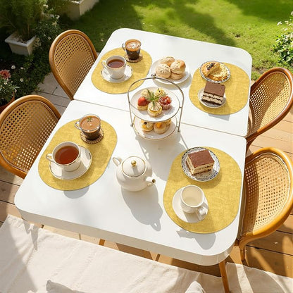 Placemats Set of 4, 11.8 x 17 Inch, Waterproof Wipeable Reversible PU Placemat - Image 2