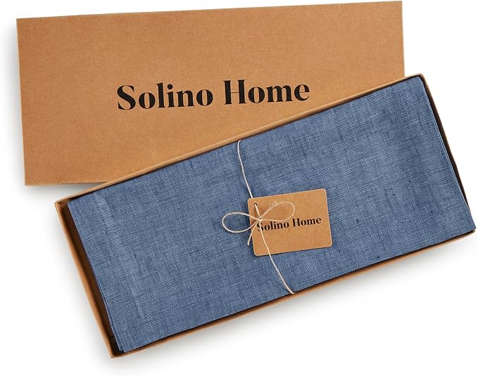 Solino Home 100% Pure Linen Table Runner Blue Denim, Athena 14 x 90 in Long | - Image 5