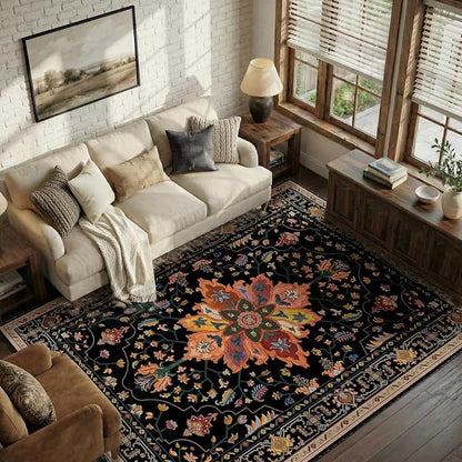 RELEANY Area Rugs 5'x8' Washable Non-Slip, Floral Vintage Distress Medallion - Image 2