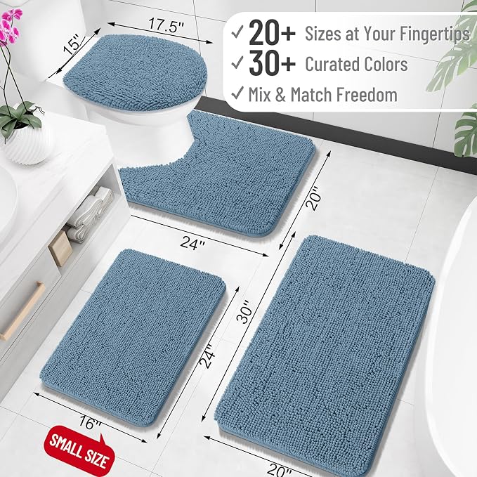 OLANLY Bathroom Rugs 30x18, Extra Soft Absorbent Chenille Bath Rugs, Rubber - Image 3