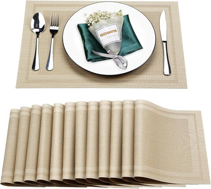 Placemats Set of 12, Vinyl PVC Heat Resistant Washable Placemats Set, Non Slip by BxzanDya-LifeSmartMaker