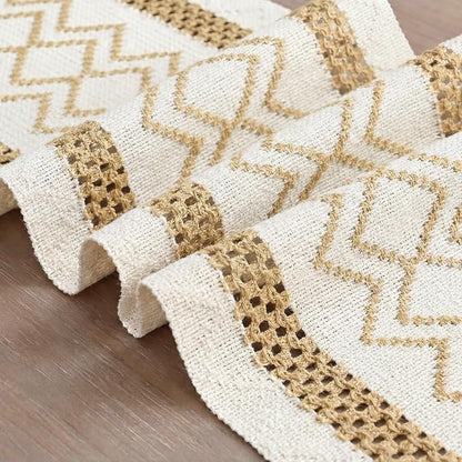 Artoid Mode Burlap Brown Stripe Diamond Woven Table Runner 12x120 Inch | - Image 6