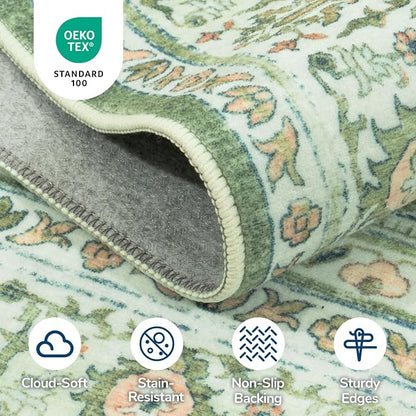 Lessymo Washable Area Rug for Living Room, 8x10 Light Green Large Rugs - Image 5